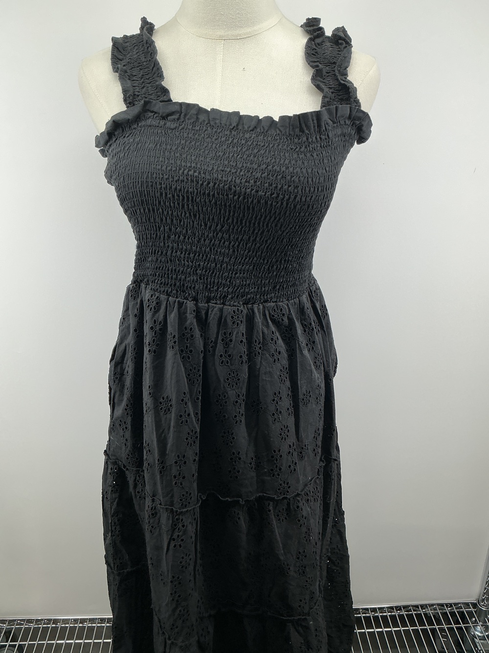 100% Organic Cotton Eyelet Smocked Midi Dress